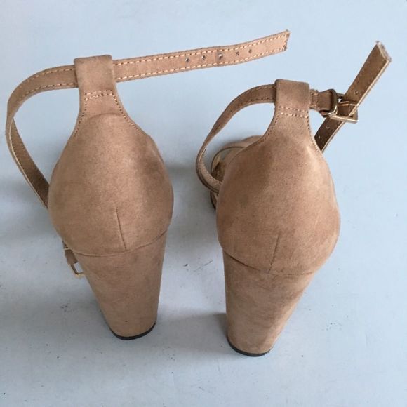 ASOS ankle strap heeled sandals suede‎ Womens Size 6.5 = US SIZE 8.5 Nude - Picture 5 of 8